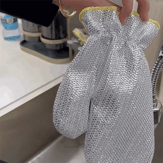 Thick wire cloth mitts to keep your hands dry while washing dishes