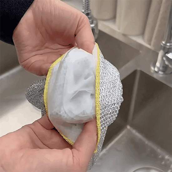Thick wire cloth mitts to keep your hands dry while washing dishes