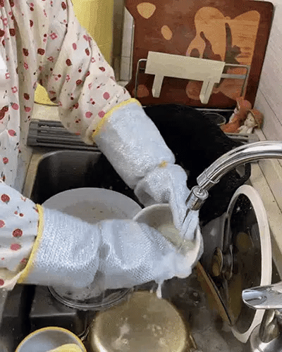 Thick wire cloth mitts to keep your hands dry while washing dishes